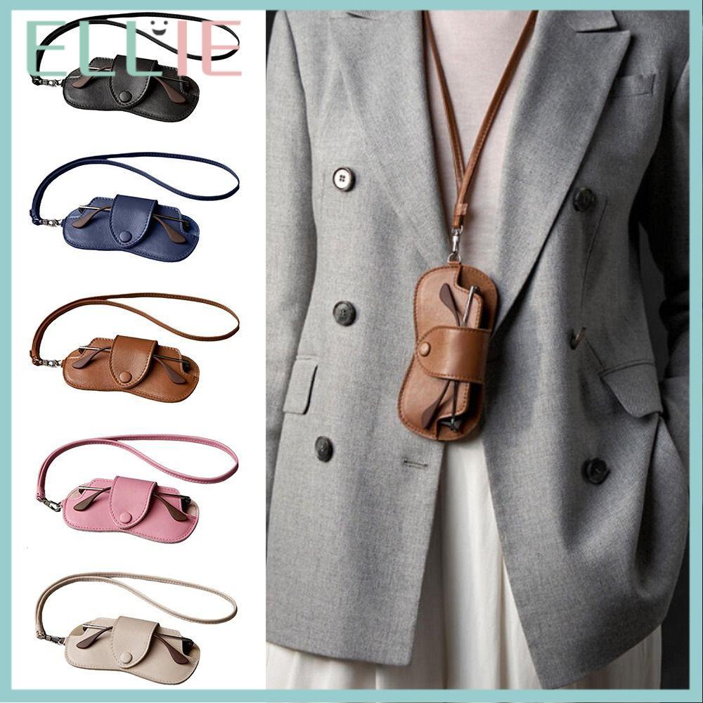 กระเป๋าใส่แว่นกันแดด ELLIE สีทึบ ทนทาน ออกแบบมาพร้อมสายหนัง PU พกพาสะดวกสำหรับแว่นตาและอุปกรณ์เสริม