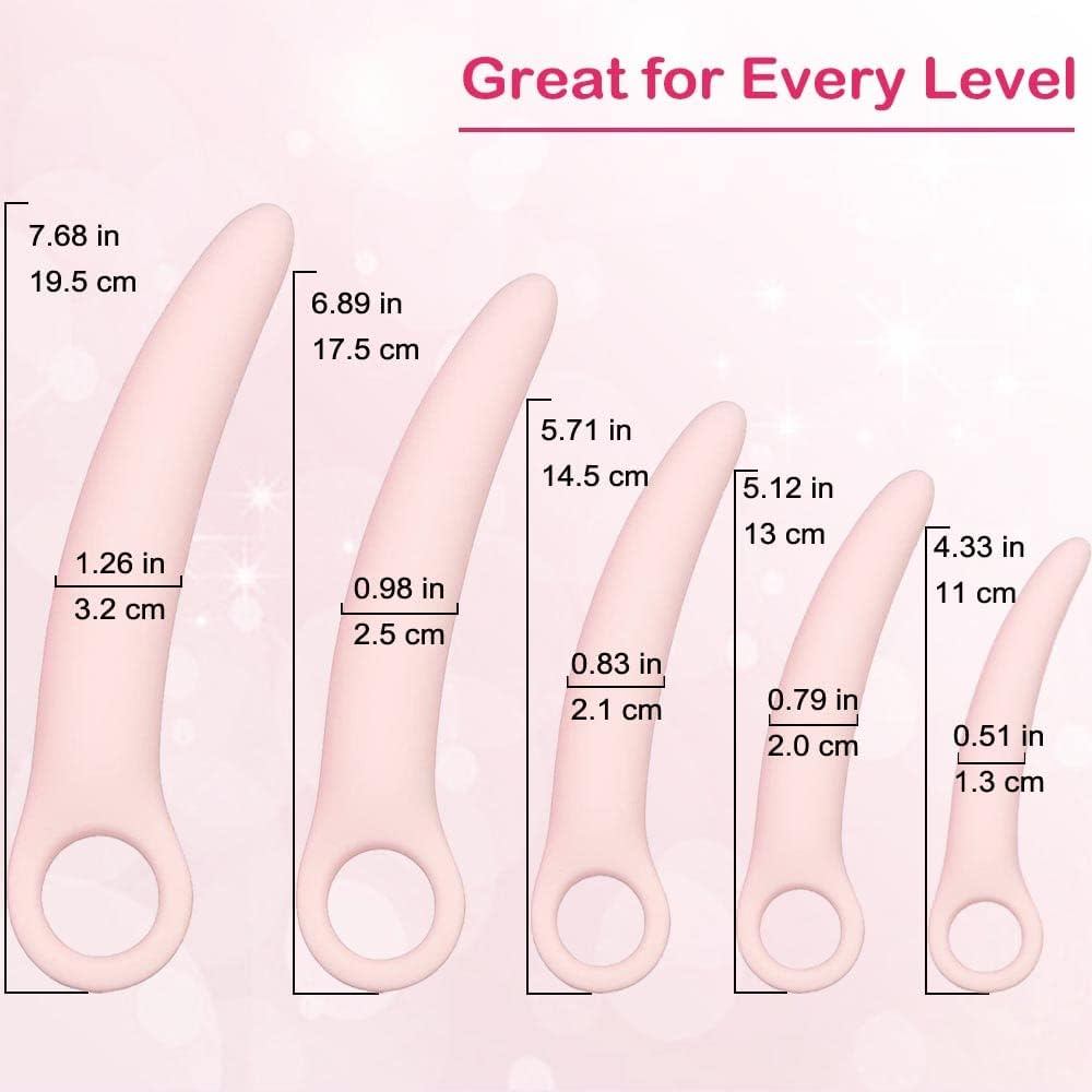 5-Pack Silicone Pelvic Floor Muscle Dilator Trainer Set，Pelvic Wand Massager for Women，Muscle Traine