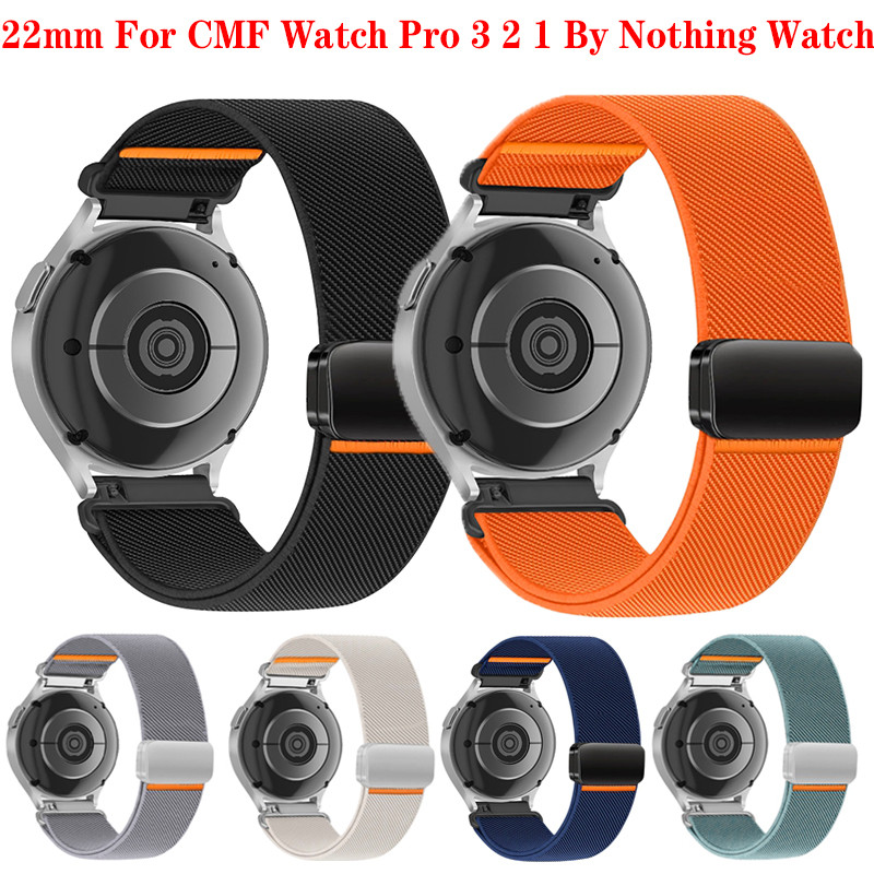 22 มม.สายไนลอนแม่เหล็กสําหรับ CMF Watch Pro 3 2 1 โดย Nothing Watch Pro3 สร้อยข้อมือกีฬานาฬิกา