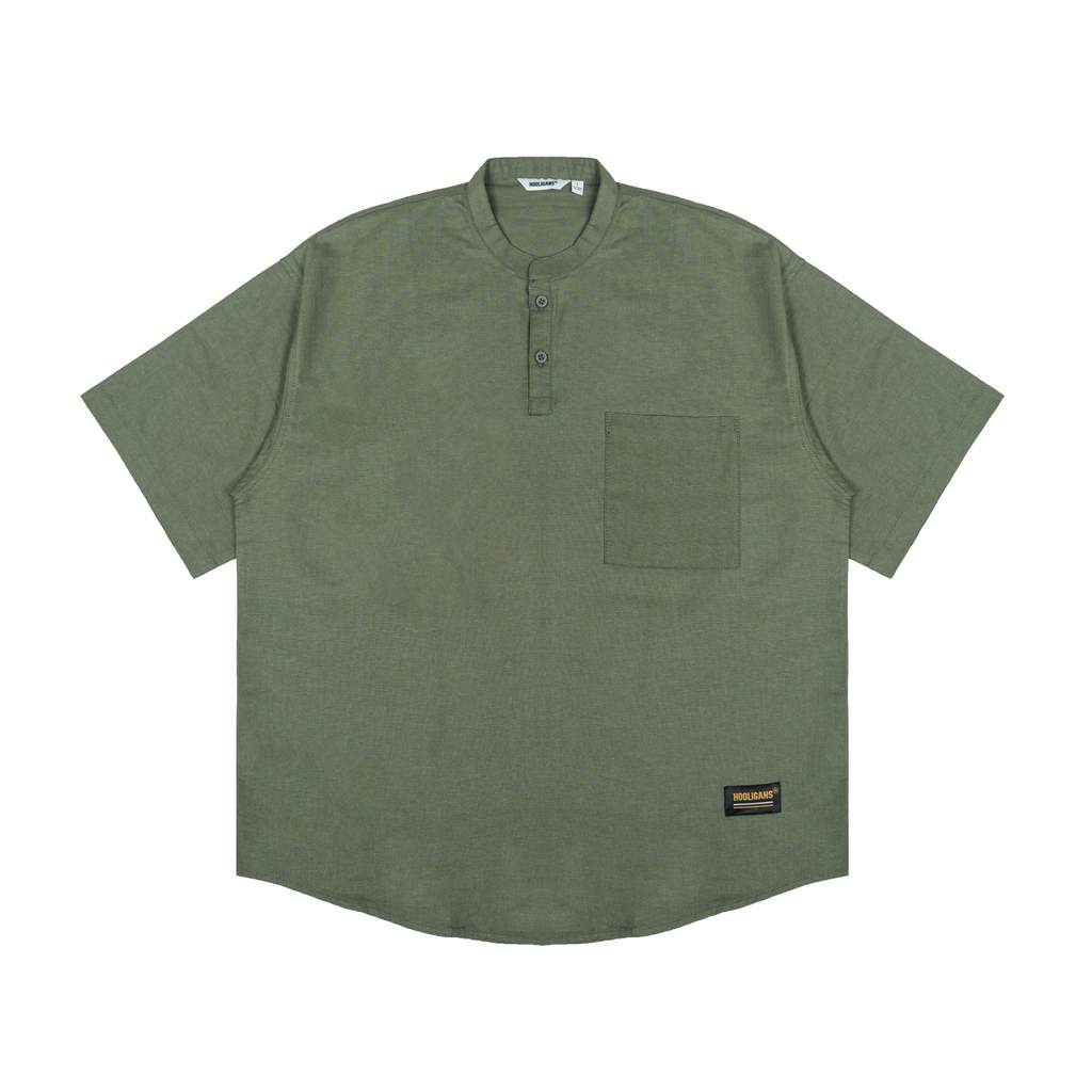 KEMEJA Hooligans Koko Shirt SS Boxy Oversize Zizou - Army