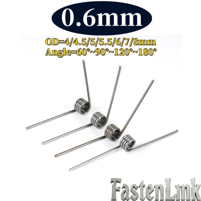 Sus304 d0.6mm OD4/4.5/5/5.5/6/7/8mm V-shaped spiral torsion spring มุม 60/90/120/180 องศา[12wwg-FC]