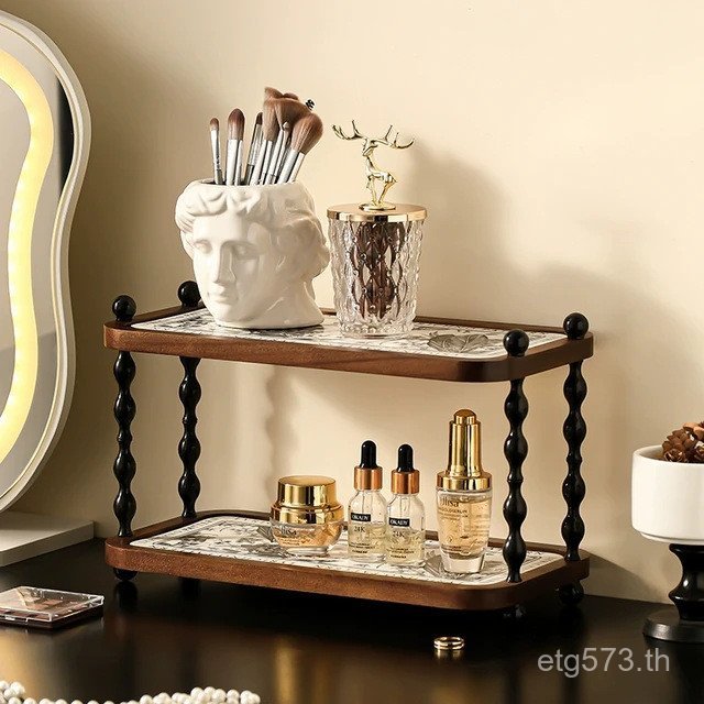 เครื่องสําอางฝรั่งเศสจีนชั้นวางอ่างล้างหน้าแสงหรูหรากล่องเก็บห้องน้ําห้องน้ําโบราณผลิตภัณฑ์ดูแลผิว n