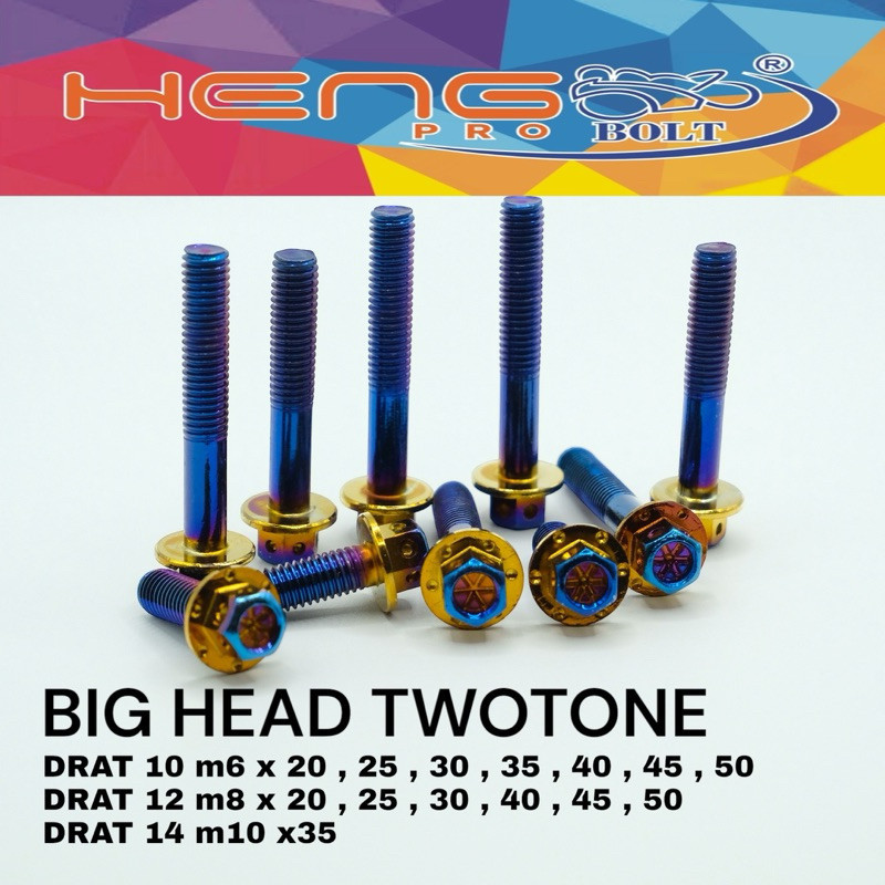 HENG ใหม่ BIGHEAD TWOTONE 2tone probolt ดอกไม้ bolt ขนาด m6x20 m6x30 m6x35 m6x40 m6x45 m6x50 m8x20x2