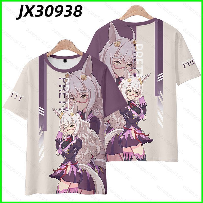 เสื้อยืดแขนสั้น.Cosplay 3D อานิเมะ Uma Musume Pretty Derby ตัวละคร Biwa Hayahide สำหรับฤดูร้อน