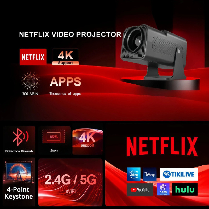 4k  Ultra HD  HY320MINI  ใช้ในบ้าน  แพน-ทิลต์  พกพา  ห้องนั่งเล่น  โทรศัพท์มือถือ  สมาร์ท  โปรเจคเตอ