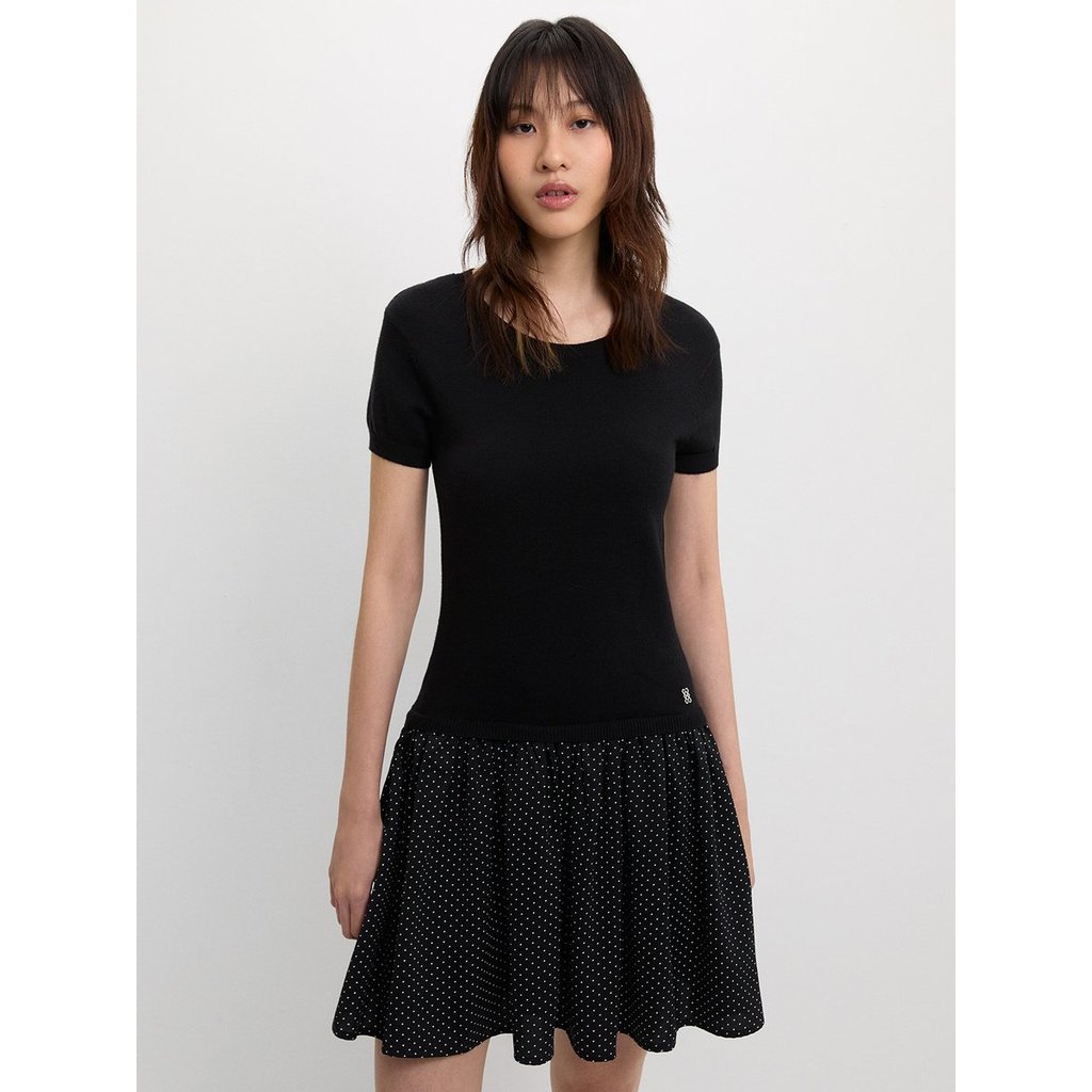 [Pomelo] เดรสกระโปรงลายจุดดีไซน์เลเยอร์ / Layered Polka Dot Skirt Dress