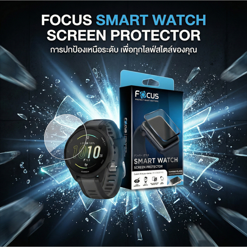 ฟิล์มกระจก โฟกัส Focus Garmin Forerunner 165