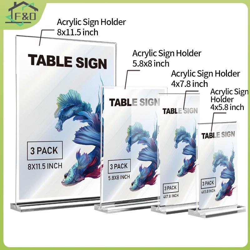 F&O 1PC อะคริลิคผู้ถือป้าย A4/A5/A6 โต๊ะขาตั้งจอแสดงผลราคาป้ายชั้นวางจอแสดงผลเมนูขาตั้งร้านอาหาร.