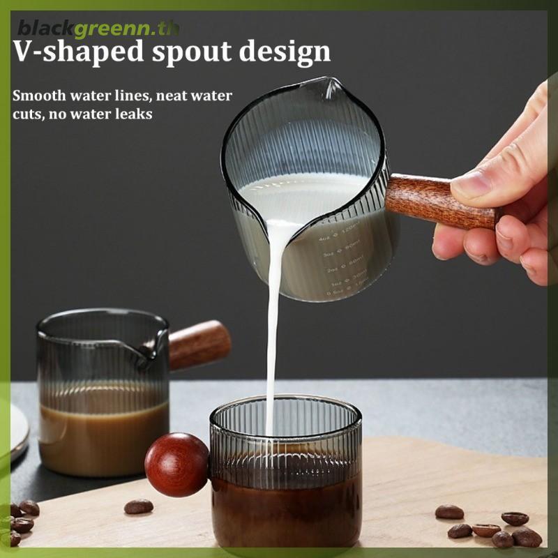BGREE 120ml แก้วเอสเพรสโซ่ช็อตด้ามไม้เดี่ยวคู่ปากกาแฟถ้วยตวงแก้วขนาดคู่