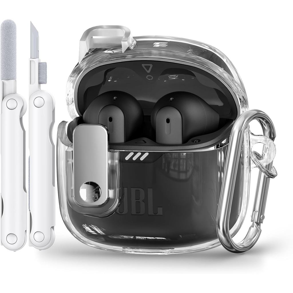 พร้อมล็อคเคสเข้ากันได้กับหูฟัง JBL Tune Flex2,พร้อมชุดทําความสะอาด,TPU Clear JBL Tune Flex Case สําห
