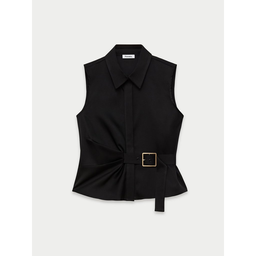 [Pomelo] เสื้อแขนกุดแต่งเข็มขัด / Belted Blouse