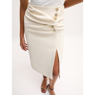 [Pomelo] กระโปรงทรงเดรป / Draped Button Skirt