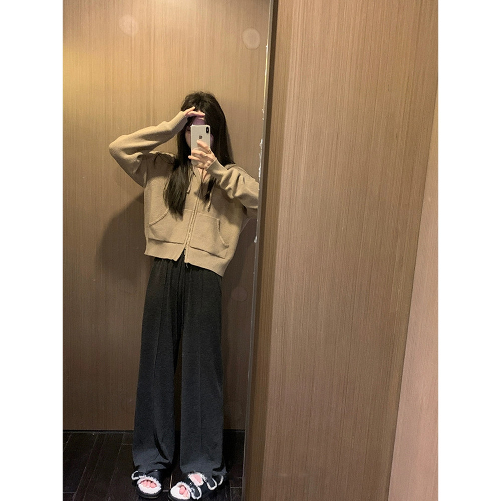 <Moses Queen> กางเกงวอร์มเอวยางยืดสีตัดกันสไตล์สบาย ๆ ขากว้าง สำหรับฤดูใบไม้ร่วงและฤดูหนาว - รูปที่ 2