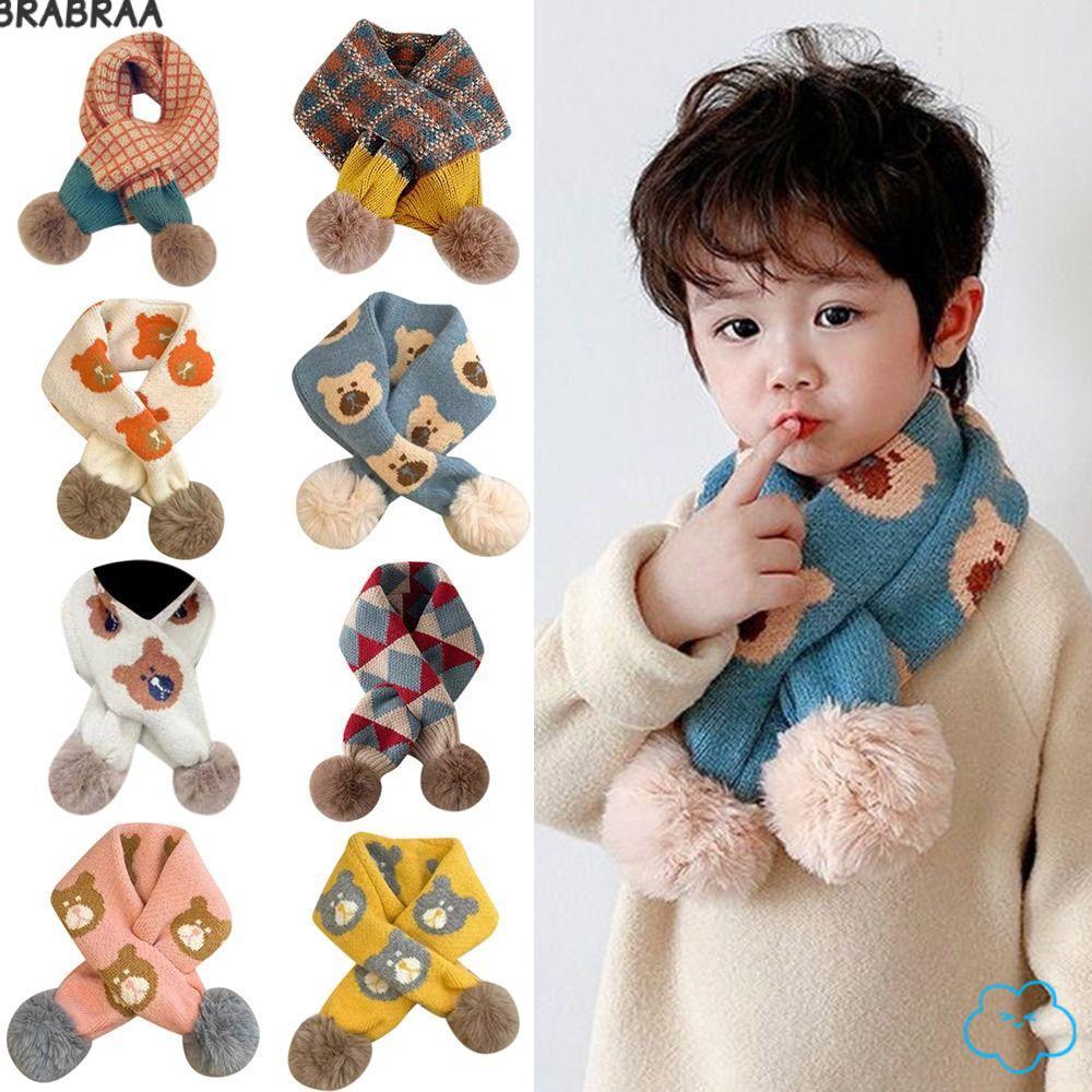พันคอถักBRABRAA ชายหญิง แบบการ์ตูน มีกระดุมกดปิด วัสดุหนามาก อุ่นและกันลม เหมาะสำหรับฤดูฝนและหนาว