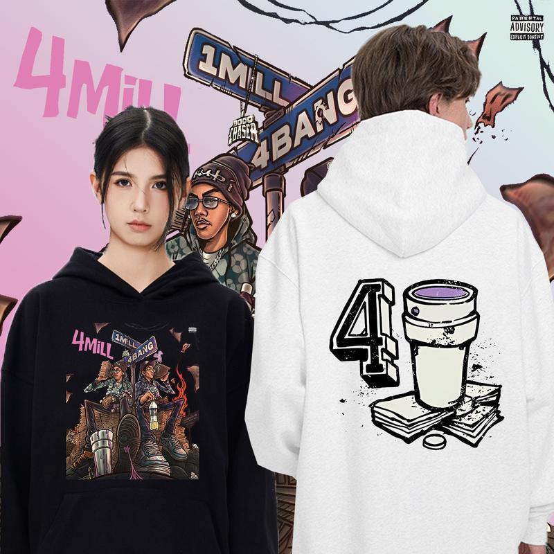 New เสื้อฮู้ด1Mill&4BANG ใครสาย Hiphop แนะนำครับ สวยจัด Unisex cotton Man Hoodie M-3XL