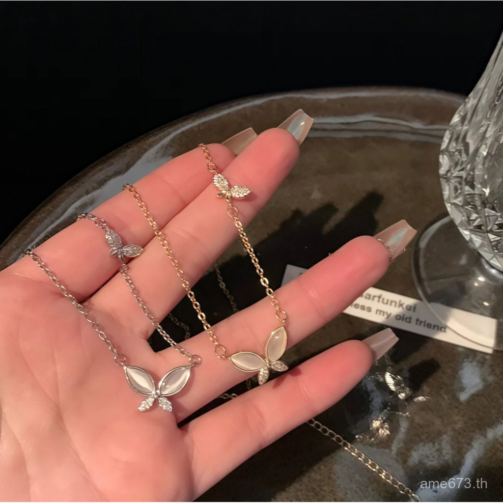 พู่ Classy หญิง Super Fairy Niche เงินสเตอร์ลิงออกแบบ Clavicle Chain s925 เงินจี้หรูหราสร้อยคอผีเสื้