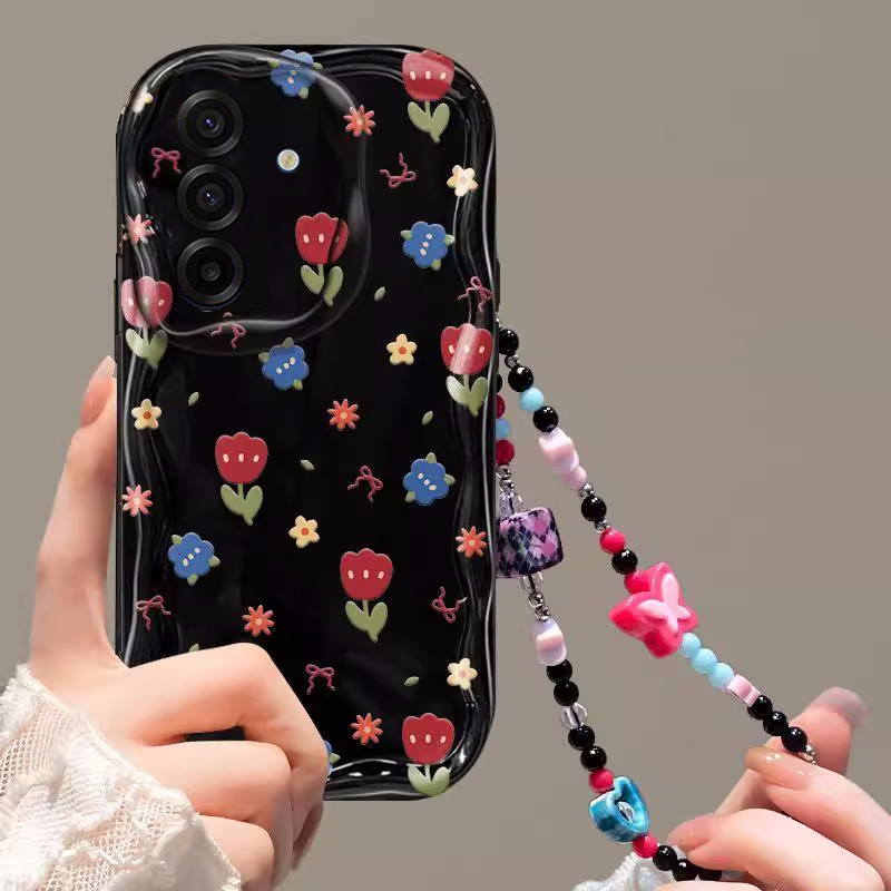 เคสโทรศัพท์ Samsung Galaxy A17 A56 A26 A36 A16 A15 LTE 4G 5G Casing Retro Fashion Red Blue Flowers S