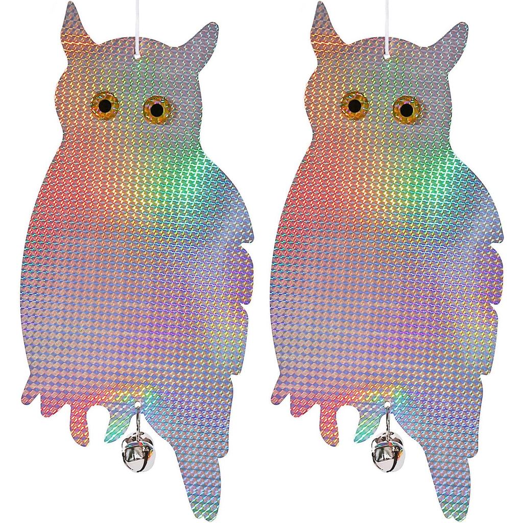 Dyvicl Fake Owl Hanging Reflective Owl Woodpecker Bird Deterrent Control Device for House Windows Ou