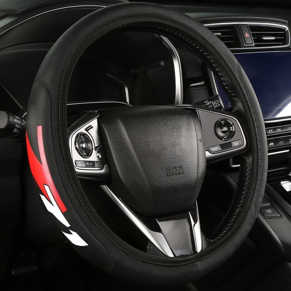 Leather Steering Wheel Cover Compatible with Silverado Colorado Tahoe Z71 car Universal Size (z71)