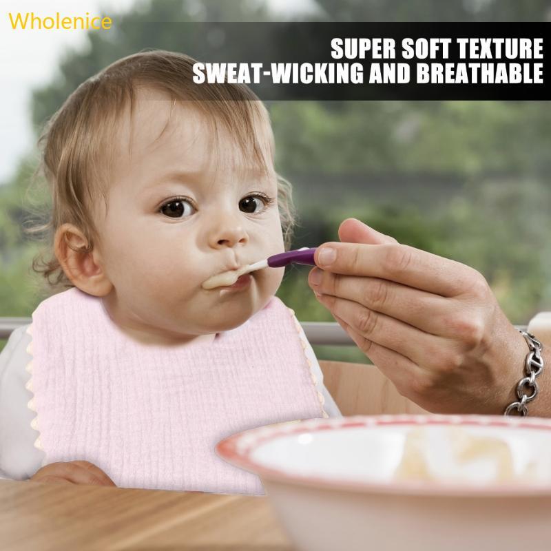 WHOL ผ้ากันเปื้อนเด็กผ้าฝ้าย Burp Cloth Soft Breathable Nursing Bib สําหรับการเดินทางและรับประทานอาห
