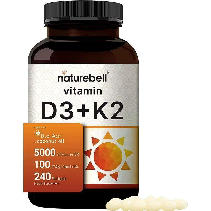 ✨️พร้อมส่ง✨️ต้นฉบับนำเข้า NatureBell Vitamin D3 5000 K2 (MK7) with Virgin Coconut Oil, 240 Softgels, 100mcg