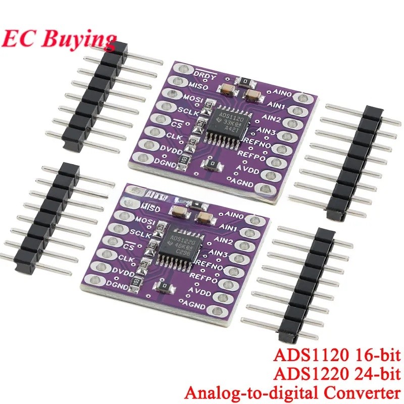 1 PC ADS1220 ADC 24Bit 2kSPS A/D Converter บอร์ดโมดูล 4 Channel Way ADS1120 16Bit Analog-to-Digital Sensor SPI Low Power