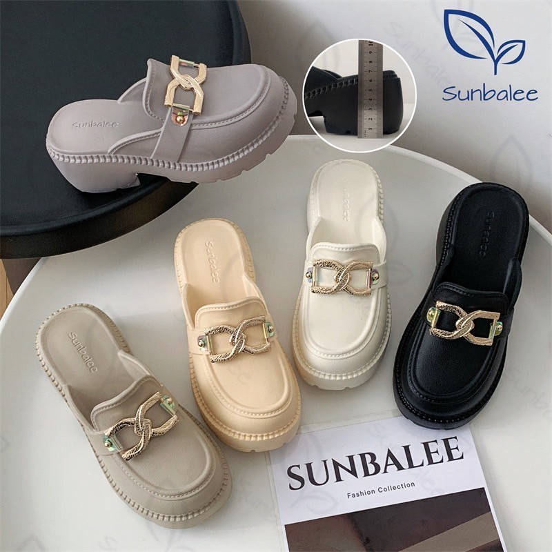SUNBALEE 🍋 SUNX88 รองเท้าแบบสวม รองเท้าคัทชู เปิดส้น เสริมความสูง เลือกตัวติดได้ สินค้าพร้อมส่ง