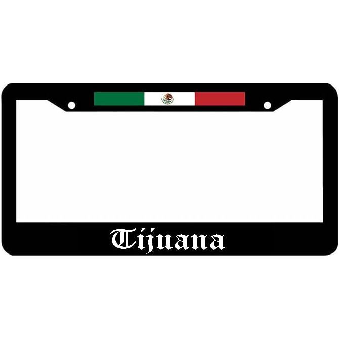 Tijuana Mexico Flag Country กรอบป้ายทะเบียนแท็กฝาครอบตกแต่งแปลก MX Baja California