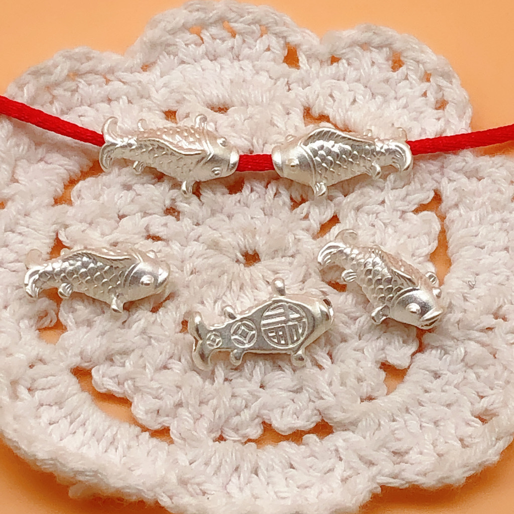 S999 เงินยาว 3D เงินเสร็จสิ้น diy 配件 复古鱼手工珠鱼手工珠鱼散料 配饰s999 เท้าเงินหางยาวปลา 3D Hard Silver di2025112