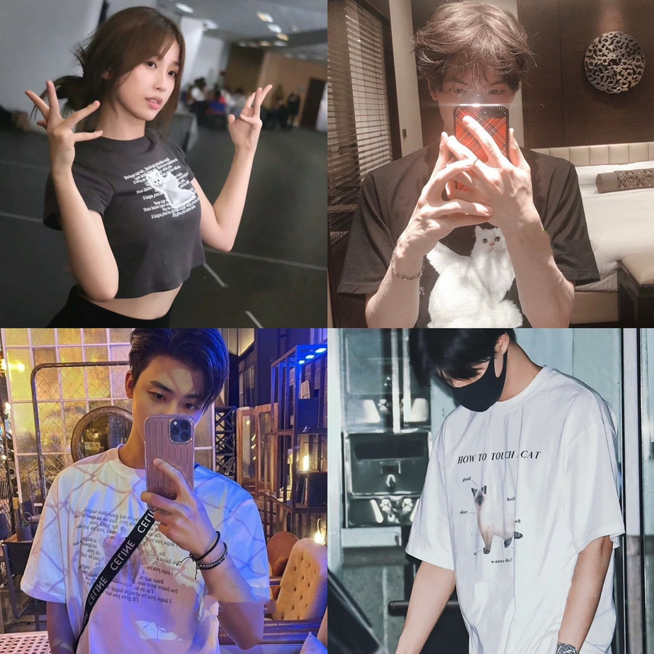 เสื้อยืดแขนสั้นสไตล์เกาหลี พิมพ์ลายเหมือน Angel Cat และ NCT Park Ji Sung สำหรับแฟชันสมัยใหม่
