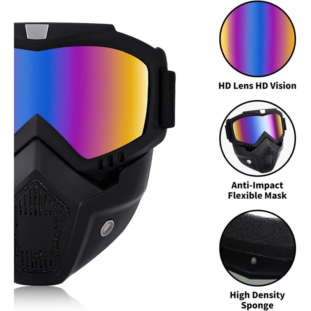 2 Motorcycle Goggles - Dirt Bike, ATV & Ski Goggles for Men, Women & Youth