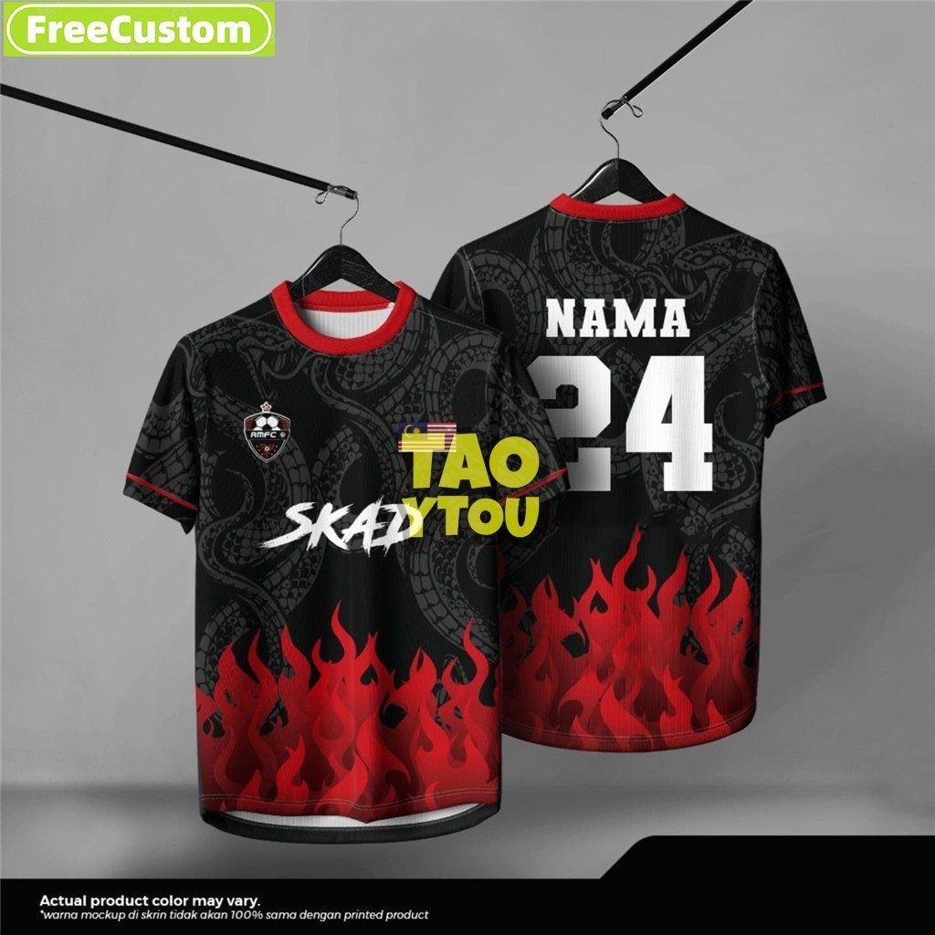 ฟรีที่กําหนดเองฟุตซอลเสื้อฟุตบอลชื่อที่กําหนดเองแขนสั้นเสื้อยืดBaju Sukan Lelaki_Perempuan_kids Jers