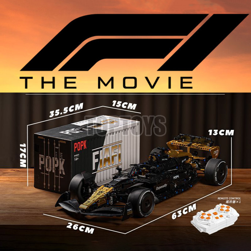 F1: ภาพยนตร์ Apx-GP Electroplated Gold F1 รีโมทคอนโทรล Building Block F1 Race Car 1:8 Scale ที่สมจริ