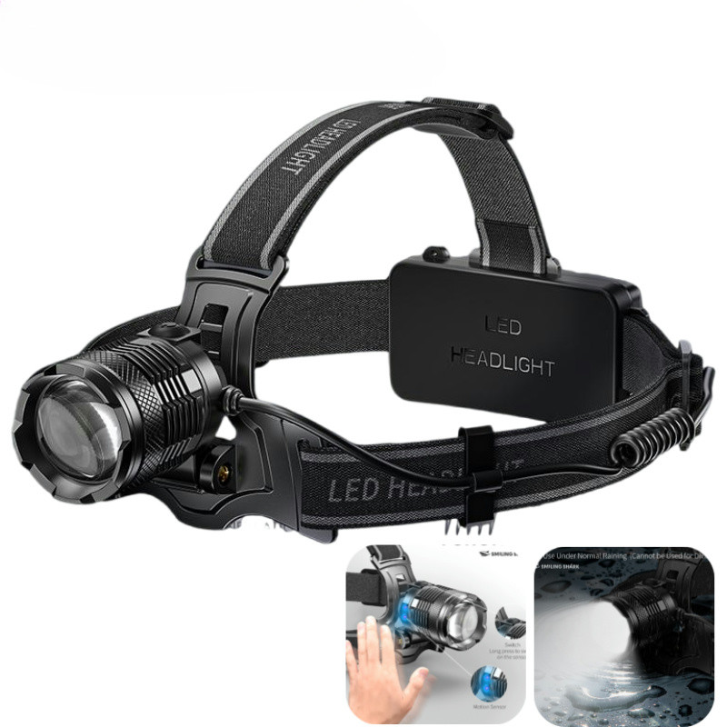 TD8018 LED โคมไฟ Super Bright M77 7000LM Induction ทํางาน Type-c ชาร์จ Headligh แบตเตอรี่ความจุสูงกั