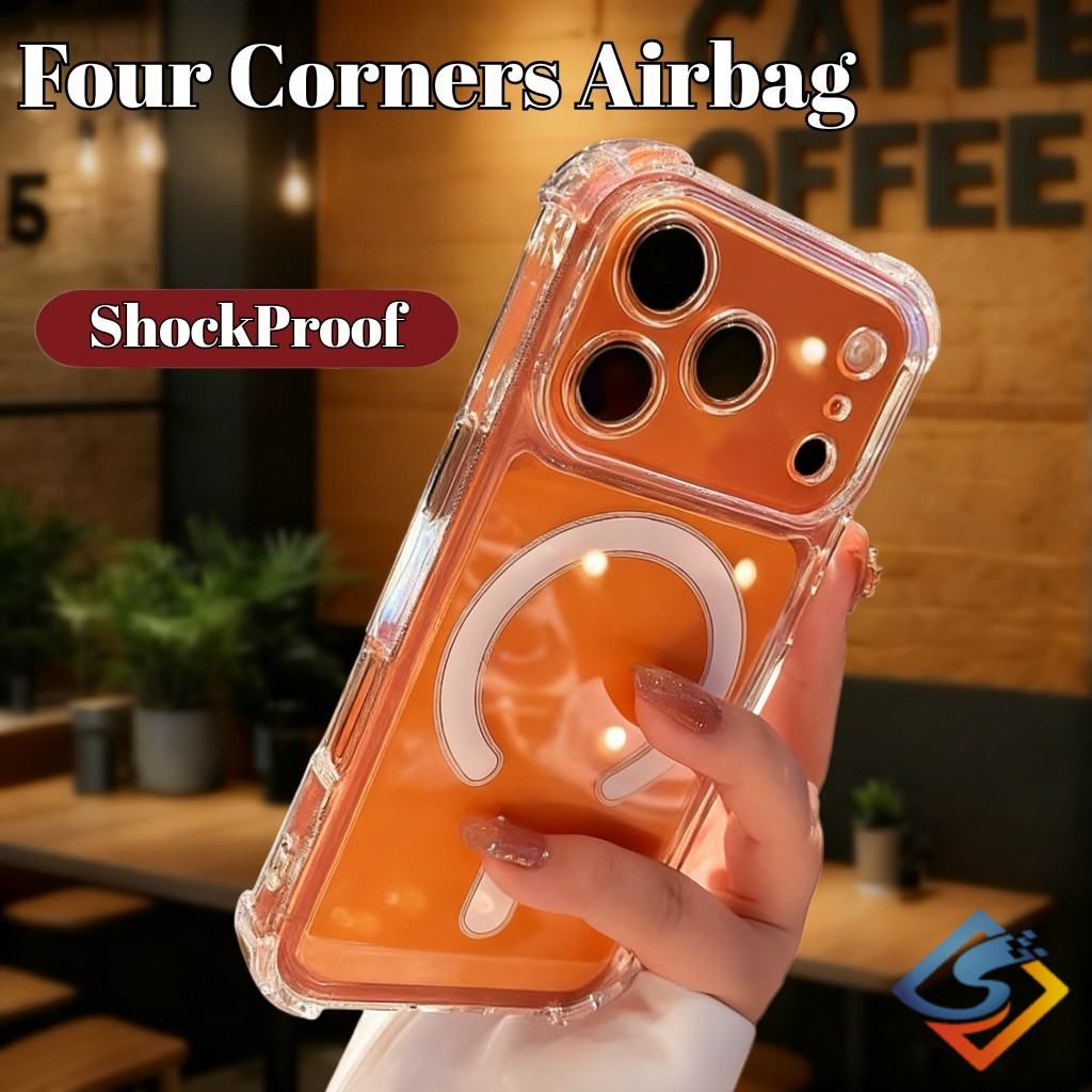 สี่มุมถุงลมนิรภัยกันกระแทกเคสโทรศัพท์สําหรับ ไอโฟน 17 มือโปร สูงสุด 11 12 13 14 15 16 มือโปร สูงสุด 14/15/16 บวก ปลอกอ่อนโปร่งใสแม่เหล็กปกหลัง