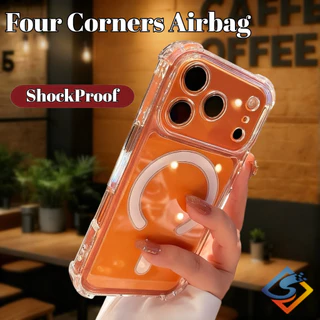 สี่มุมถุงลมนิรภัยกันกระแทกเคสโทรศัพท์สําหรับ ไอโฟน 17 มือโปร สูงสุด 11 12 13 14 15 16 มือโปร สูงสุด 14/15/16 บวก ปลอกอ่อนโปร่งใสแม่เหล็กปกหลัง