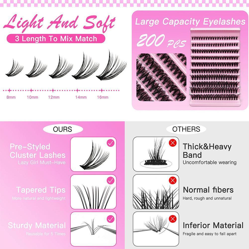 ขนตาปลอมเดี่ยวขนตา 30d 40d Segmented Extended Eyelash แต่งหน้า U7h5