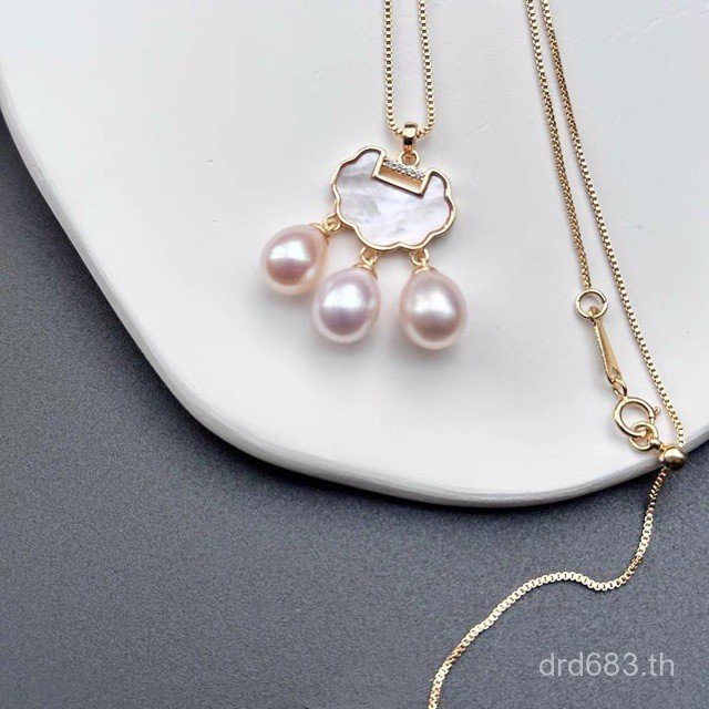 All-Match สไตล์ชาติพันธุ์สร้อยคอธรรมชาติหญิง Ruyi ล็อค Retro Clavicle Chain การออกแบบมุกหรูหรา Niche