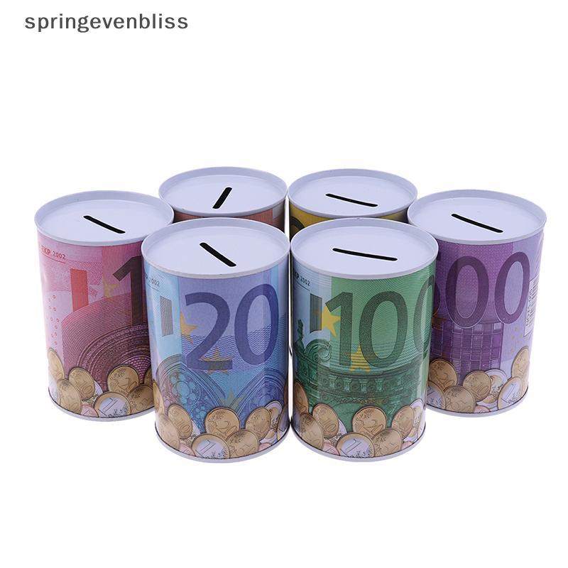 Springevenbliss Euro Dollar Money Box ปลอดภัยกระบอก Piggy Bank Bank Bank สําหรับเหรียญกล่องฝาก Sprin