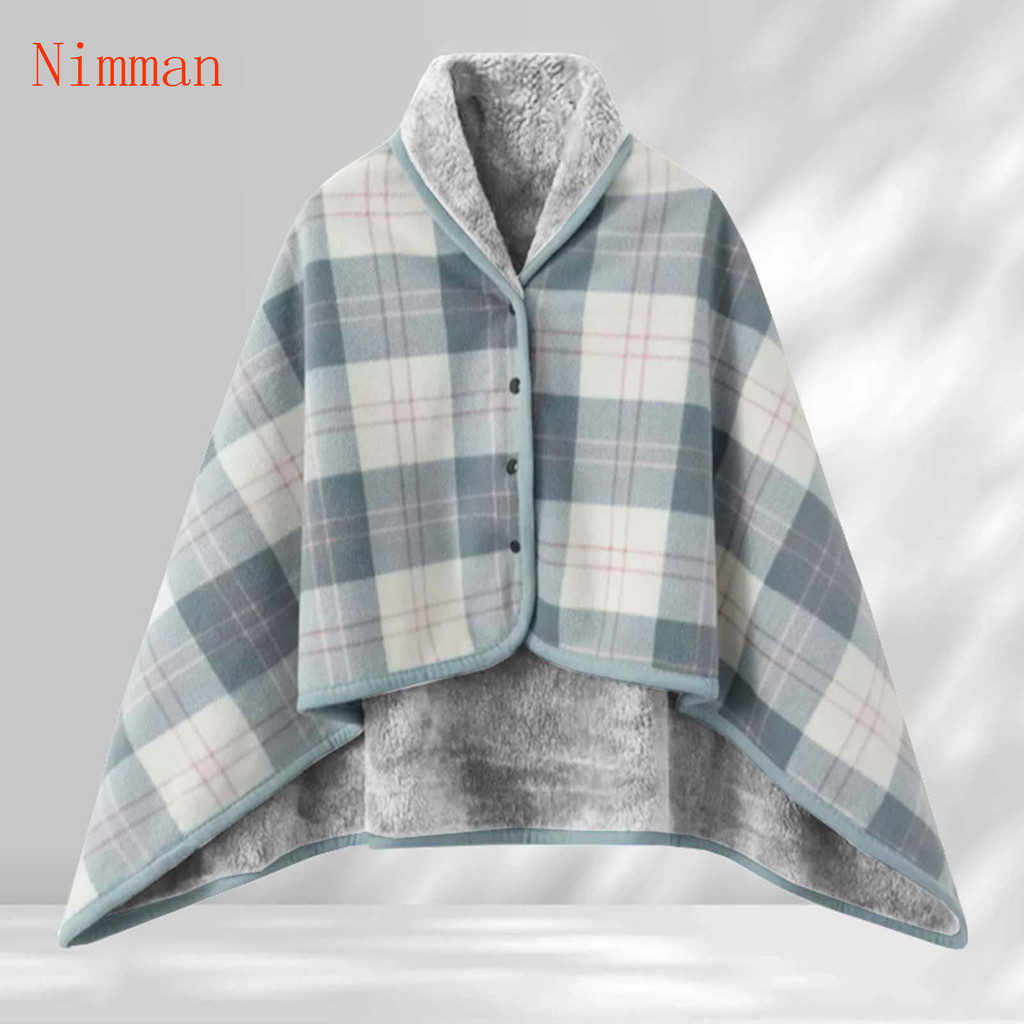 【ได้รับใน 1-3 วัน 🔥】🧣2in1 ผ้าห่ม คลุมไหล่🧣ผ้าห่มผ้าคลุมไหล่ที่สวมใส่ได้ มีกระดุม ลายตาราง ผ้าห่มออฟฟิศ กันหนาว คลุมไหล่ Fleece Blanket
