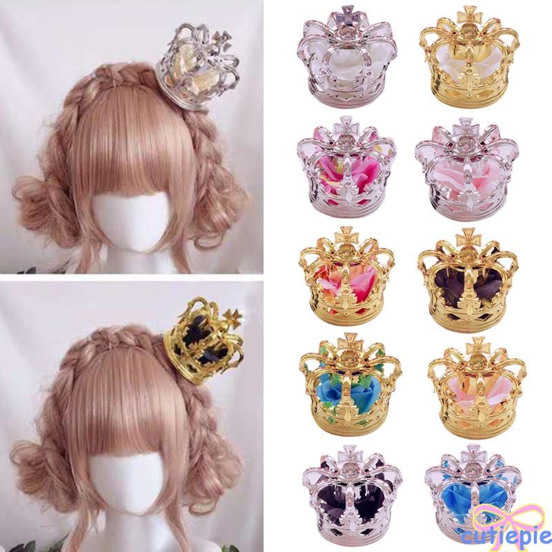 Cutie ญี่ปุ่น Lolita Princess 3D Tiara Crown Luxuries ประดิษฐ์ Rose ดอกไม้คอสเพลย์ Headdress อุปกรณ์