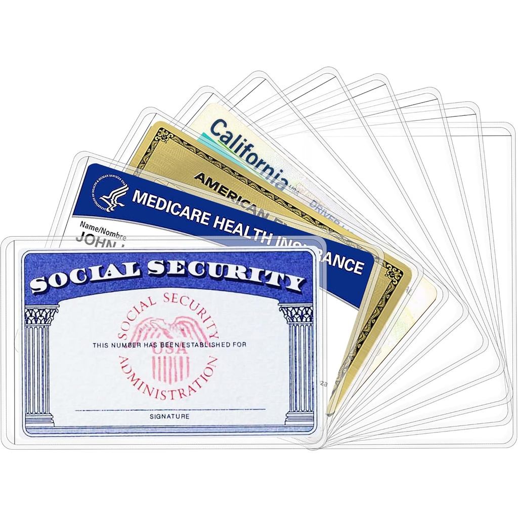ใหม่ Medicare Card Holder Protector Sleeves, Social Security Card Protector, 12 Mil Clear PVC กันน้ํ