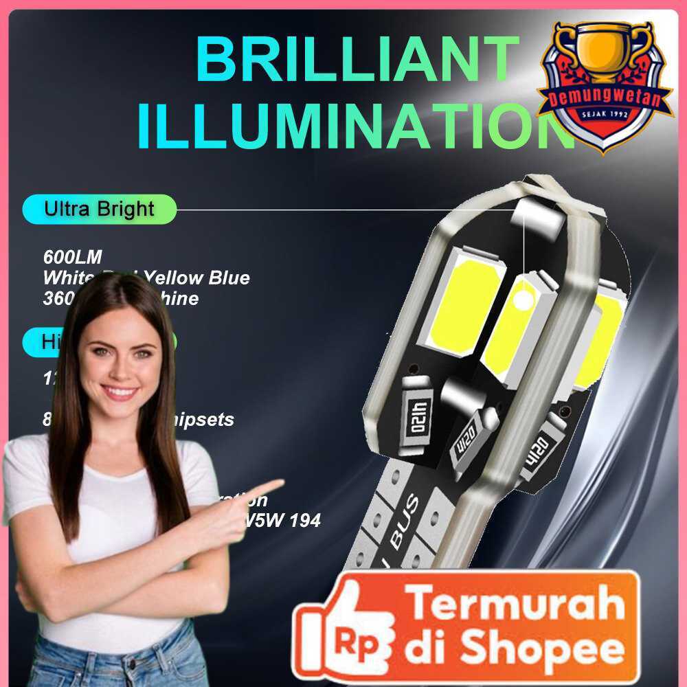 ALCENT LED Canbus LED ไฟจอดรถรถยนต์ T10 W5W 12V Cool White 1 PCS - 8SMD