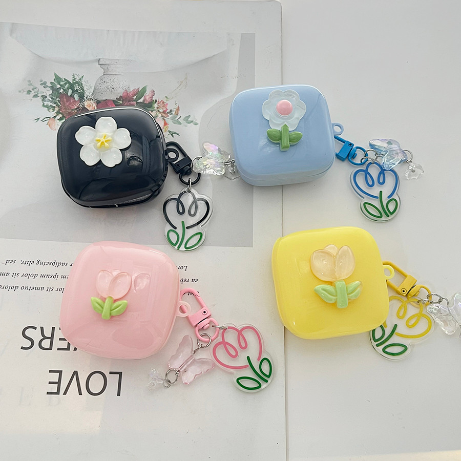 ดอกไม้น่ารักสําหรับ baseus E19 E20 E16 WM01 WM02 BD1 E17 E18/E18B M3S M2S MC1 กรณีซิลิโคนหูฟังพร้อม 