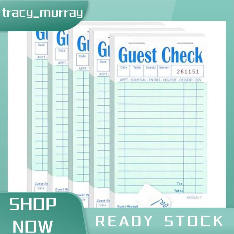 tracy_murray 5 Pack Guest Check Books Green Watter Checkbook ร้านอาหาร Order Pad 50 แผ่น/แพ็ค