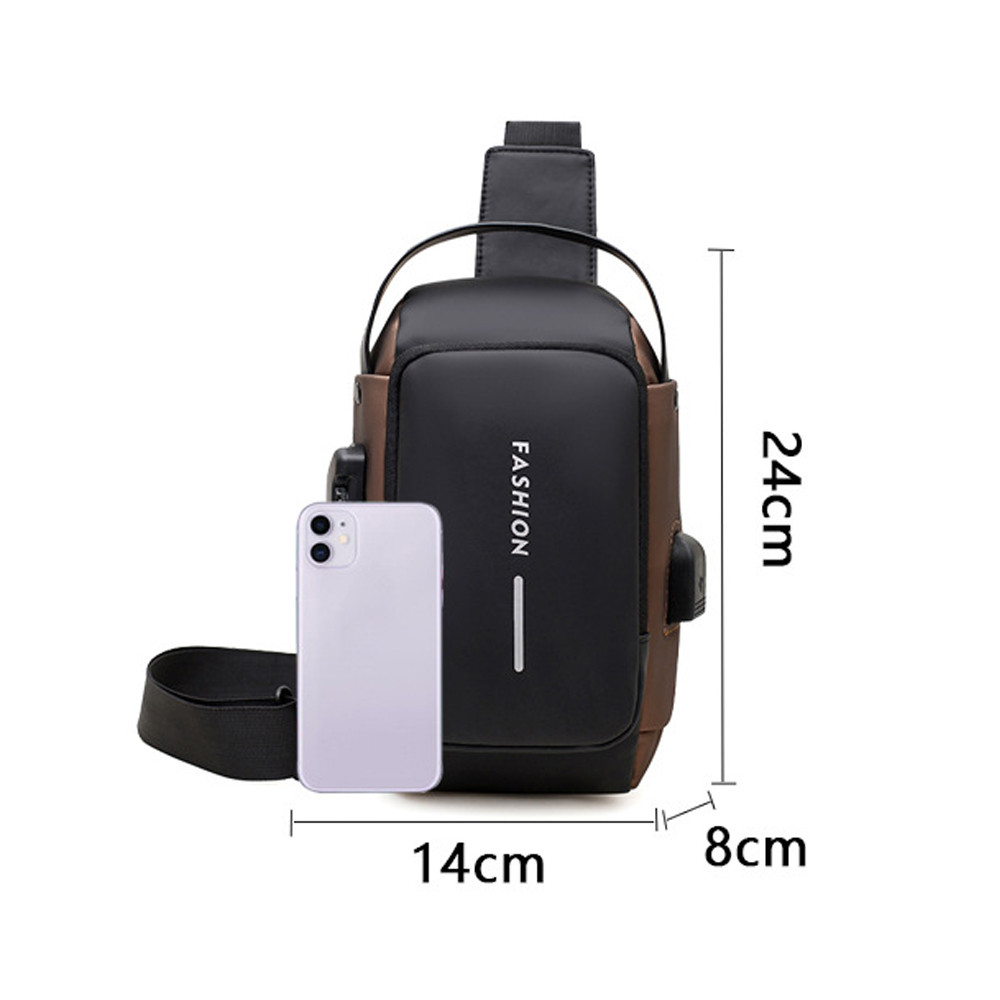 มัลติฟังก์ชั่รหัสล็อคบุรุษแฟชั่นหน้าอกกระเป๋าความจุขนาดใหญ่พกพาโทรศัพท์มือถือกระเป๋าสะพาย - รูปที่ 7