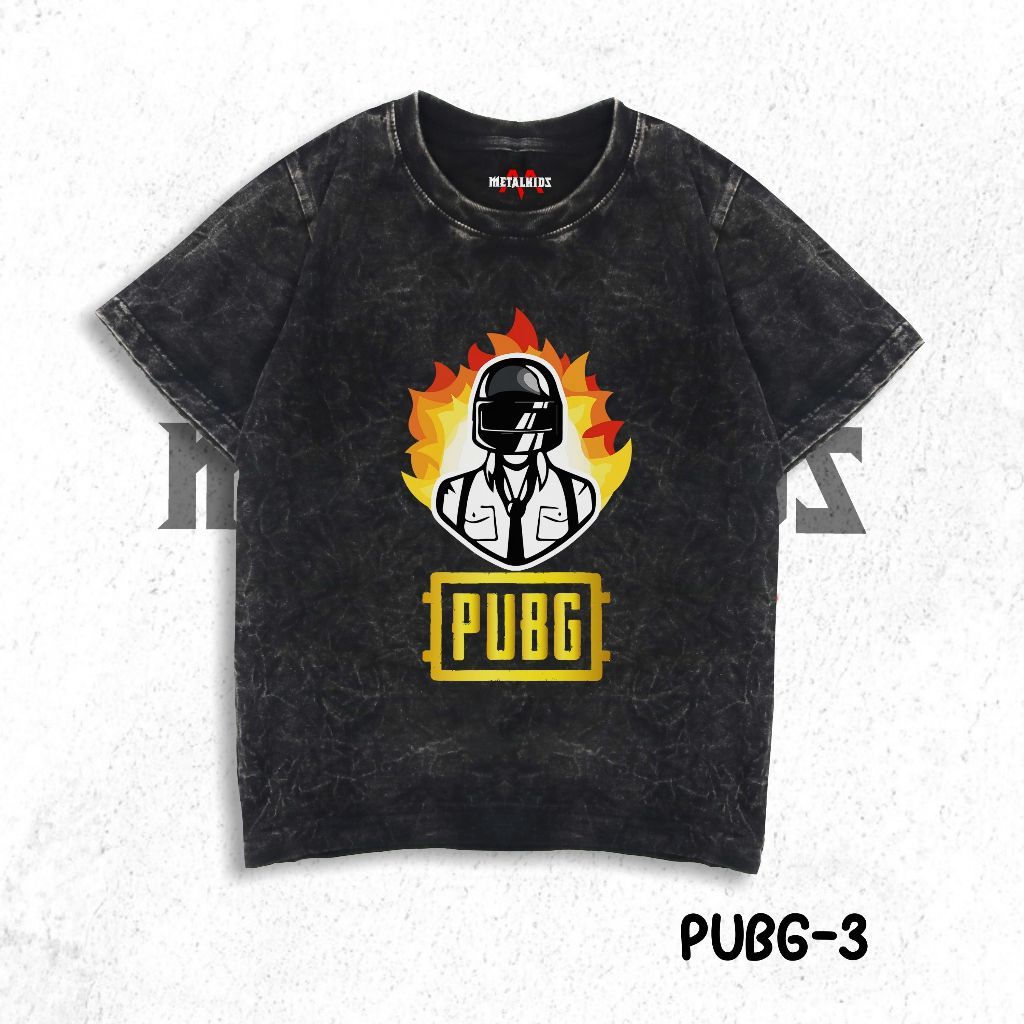 PUBG Kids เสื้อยืด Washed เสื้อยืด Unisex PUBG เสื้อยืด 1-20