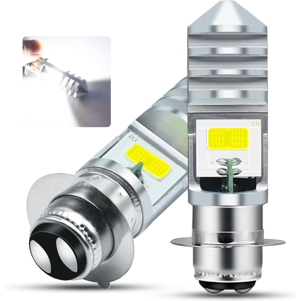 2 ชิ้น 9-48 โวลต์ ATV หลอดไฟ LED สีขาว,1800LM Hi-Lo Beam 4COBs H6M P15D หลอดไฟ LED สําหรับหรือรถจักร