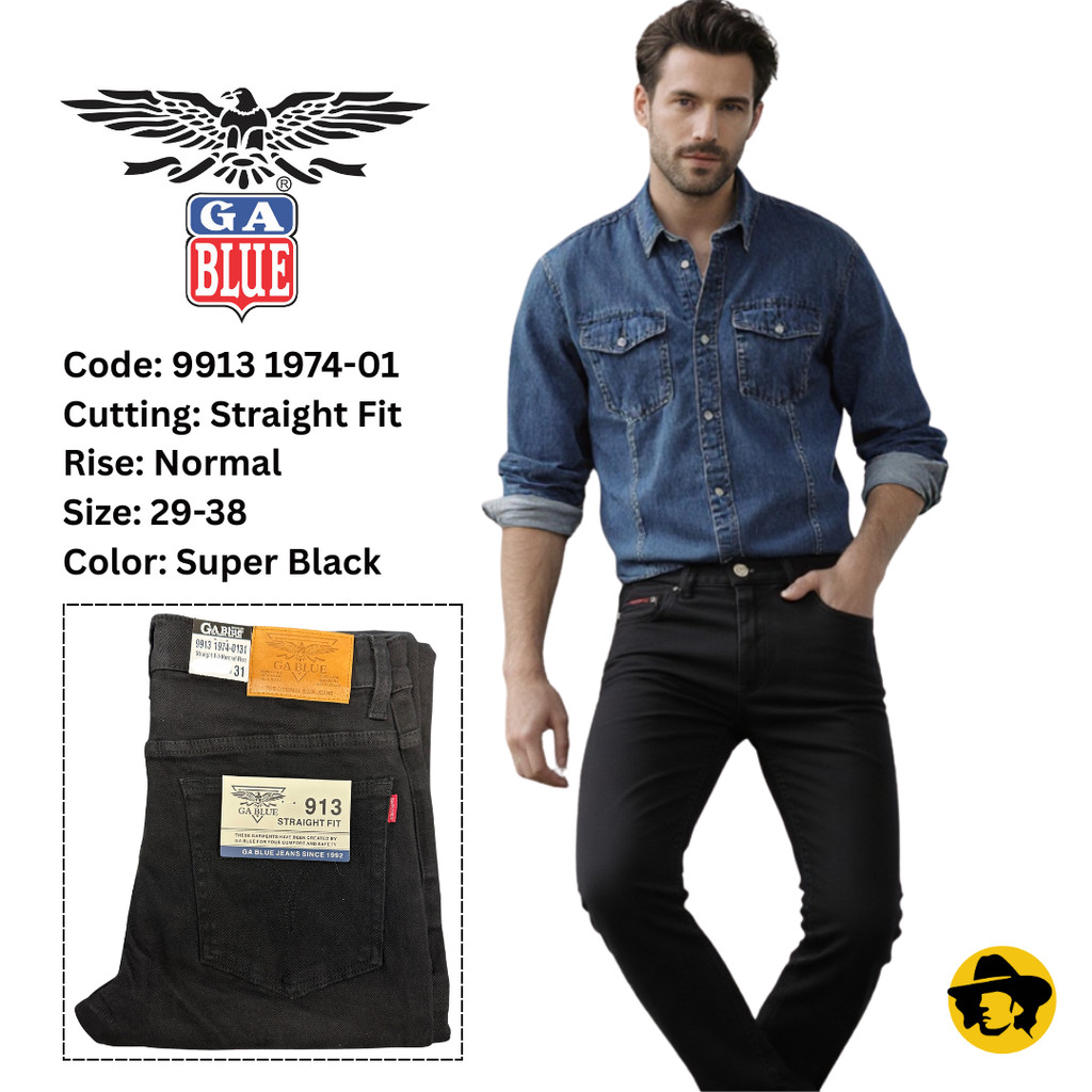 GA BLUE Brand Men Straight Fit Normal Rise Jeans (9913-1174)