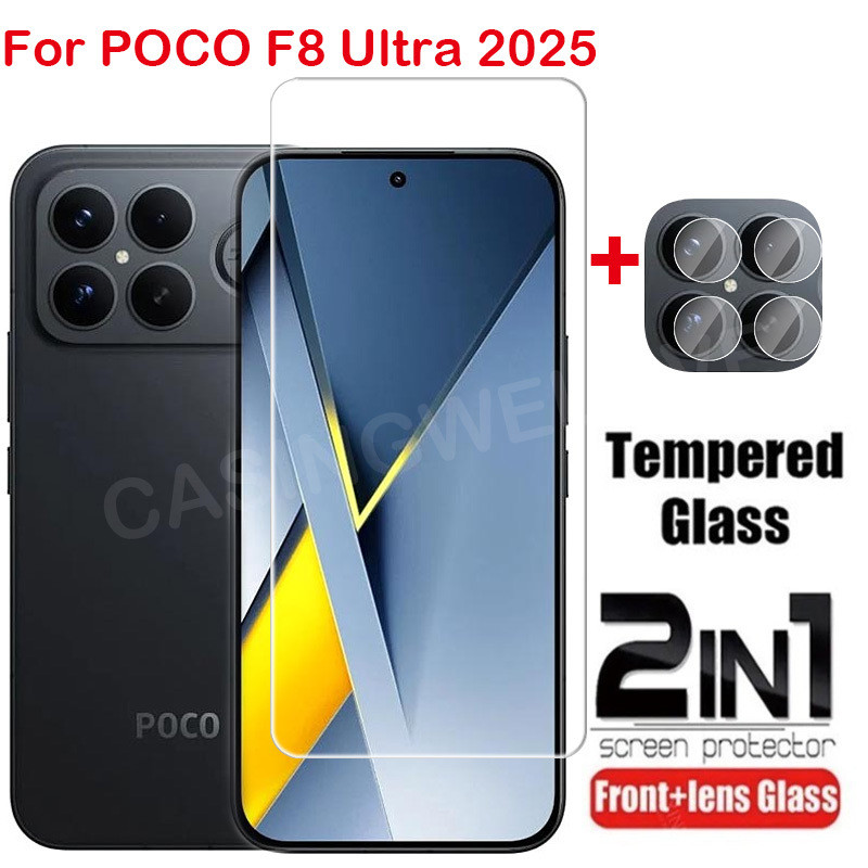 สําหรับ Poco F9 F8 Ultra Pro 4G 5G 2025 คลุมทั้งหมดกระจกนิรภัยด้านหน้าฟิล์มป้องกันหน้าจอกลับกล้องเลนส์ป้องกันฟิล์ม